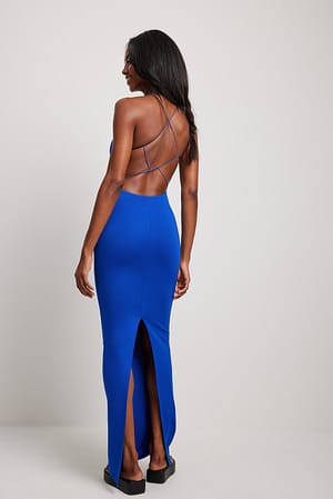 Blue Back Detailed Maxi Dress