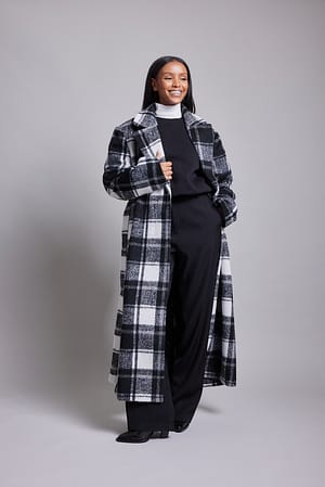 Checked Checked Long Coat