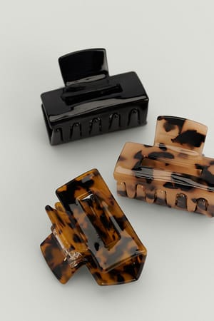 Black/Brown 3-Pack Mini Squared Hairclips