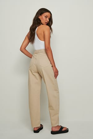 Beige Cocoon Shaped Jeans