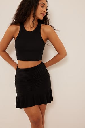 Black Frilled Mini Skirt