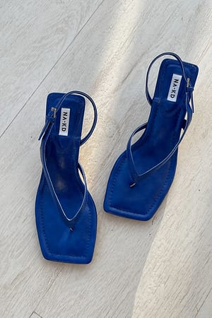Cobalt Blue Glossy Toe Strap Heels