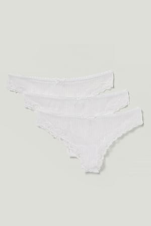 White Lace Basic Thong 3-pack