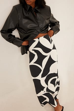 Black/White Print Recycled Maxi Skirt