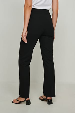 Black Slit Detail Jersey Pants